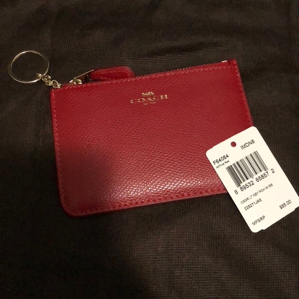 Coach Crossgrain Leather Key Pouch with Gusset